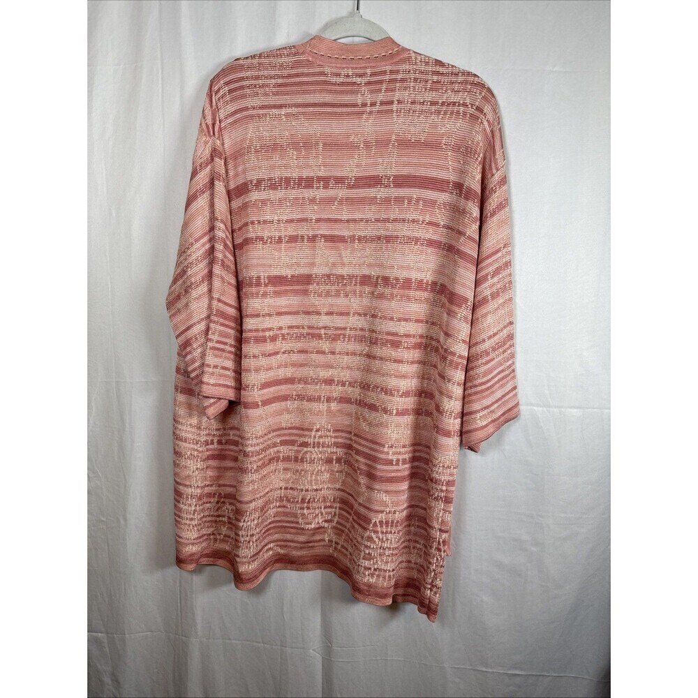 Chico's Women Size 3 XL Light Cardigan Open Front Pink  Abstract Print Preowned - Picture 5 of 12